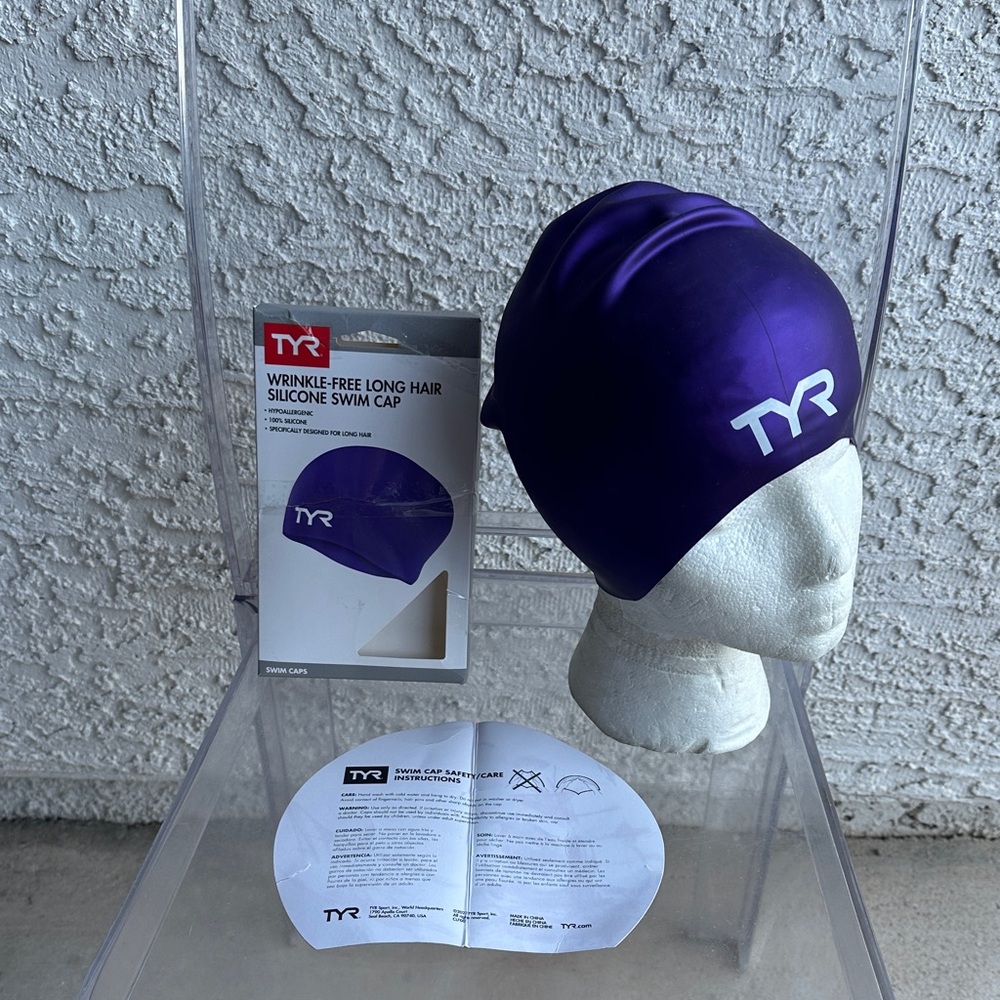 TYR Wrinkle-Free Long Hair Silicone Swim Cap-brand new, never used in a box